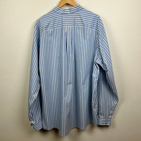 Eddie Bauer Blue White Stripe Wrinkle Resistant Shirt TXXXL - Picture 2 of 4